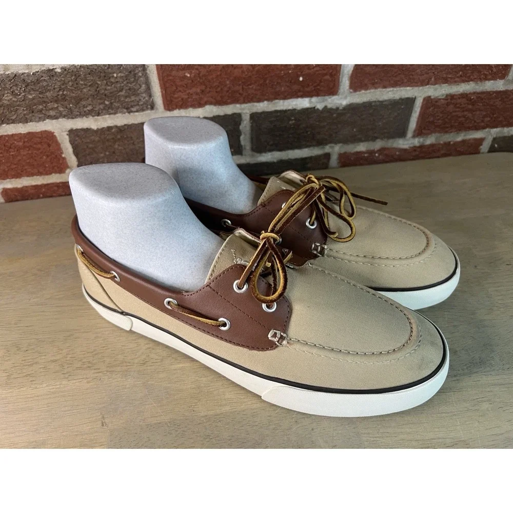 Polo‎ Ralph Lauren Rylander Boat Shoes Men's Size 12 D Beige Tan Casual Loafers